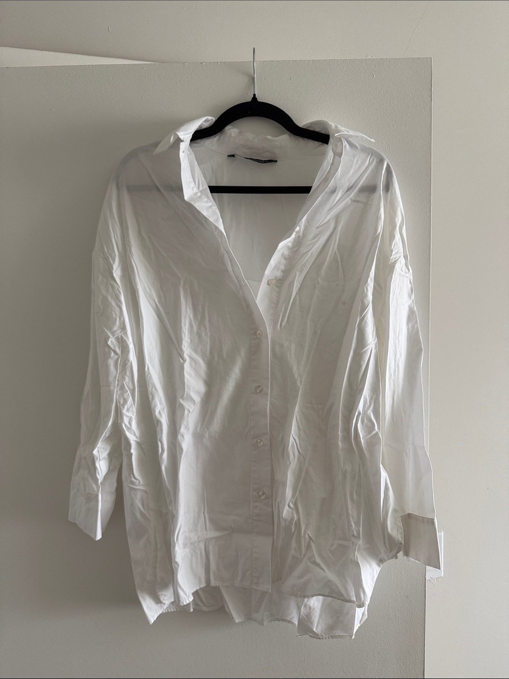 Zara White Oversized Button-Down Shirt